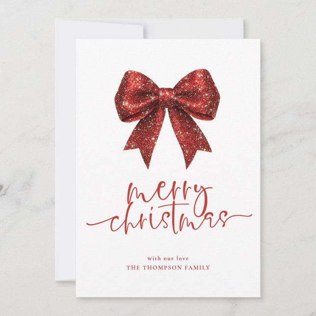 Cartes Pour Fêtes Annuelles Red Parties scintillant Bow 2026 Calendrier Joyeux (Devant)
