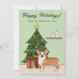 Cartes Pour Fêtes Annuelles Red Pembroke Welsh Corgi Chien Et Arbre De Noël