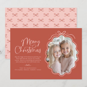 Cartes Pour Fêtes Annuelles Red Pink Wavy Retro Photo