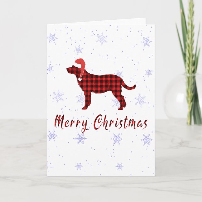 Cartes Pour Fêtes Annuelles Red Plaid Buffalo Labrador Retriever Chien Noël (Devant)