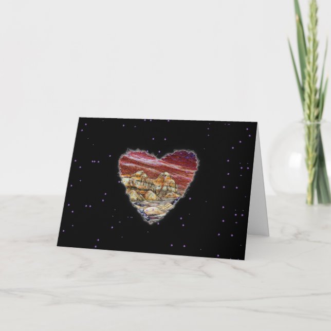 Cartes Pour Fêtes Annuelles Red Planet Heart Sci Fi Valentine Love Romance (Devant)