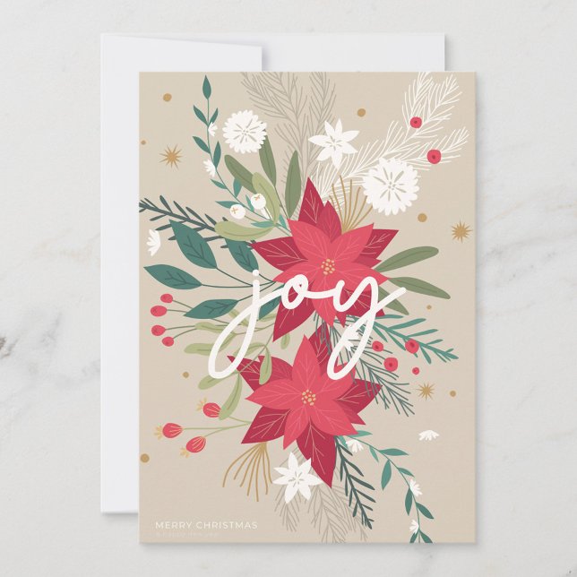 Cartes Pour Fêtes Annuelles Red Poinsettias Flat Holiday Card (Créateur téléchargé)