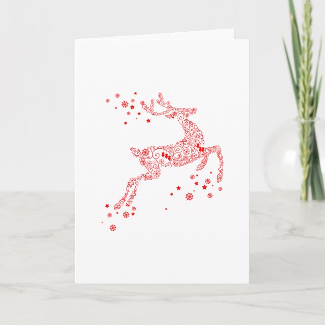 Cartes Pour Fêtes Annuelles Red Reindeer, Fröhliche Weihnachten ! (Devant)