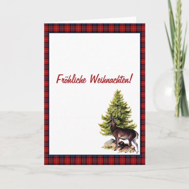 Cartes Pour Fêtes Annuelles Red Reindeer, Fröhliche Weihnachten ! (Devant)