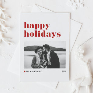 Cartes Pour Fêtes Annuelles Red Retro Bold Typographie Photo Joyeuses Fêtes