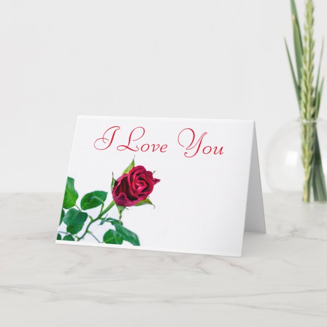 Cartes Pour Fêtes Annuelles Red Rose White Arrière - plan Je t'aime (Devant)