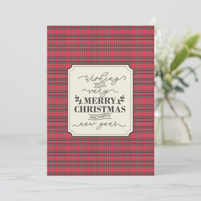 Cartes Pour Fêtes Annuelles Red Scottish Traditional Typographic Christmas  (Debout devant)