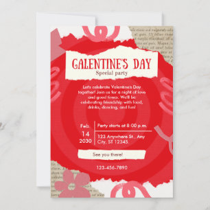 Cartes Pour Fêtes Annuelles Red Scrapbook Galentine's Day Party Card