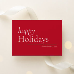 Cartes Pour Fêtes Annuelles Red Simple Serif Joyeux Vacances