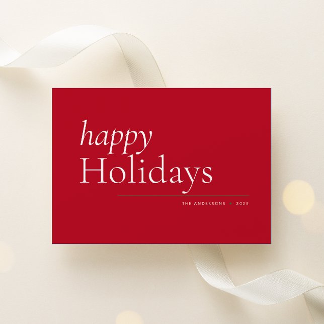 Cartes Pour Fêtes Annuelles Red Simple Serif Joyeux Vacances (Créateur téléchargé)
