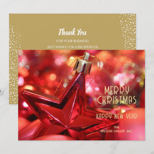 Cartes Pour Fêtes Annuelles Red Star Orament Merci d'affaires Noël