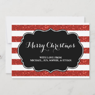 Cartes Pour Fêtes Annuelles Red Stripes Noir et Blanc Joyeux Noël