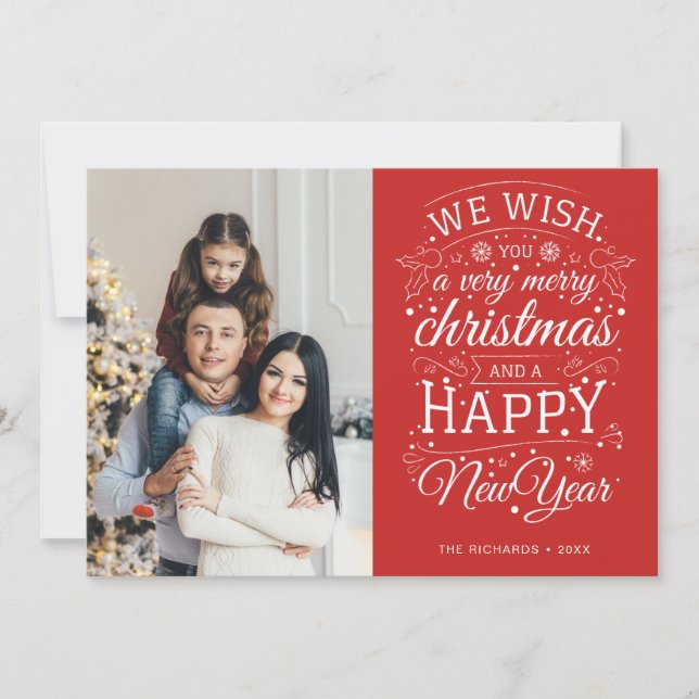 Cartes Pour Fêtes Annuelles Red Very Joyeux Christmas Photo (Devant)