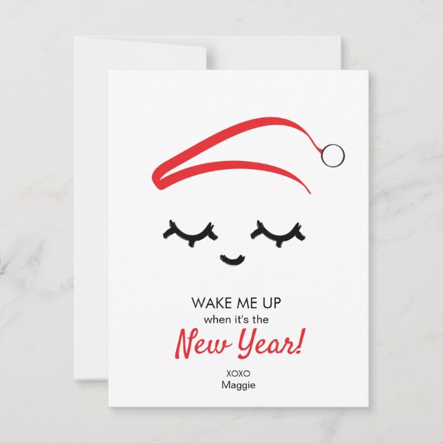 Cartes Pour Fêtes Annuelles Red Wake me up New Year Eye lashes (Devant)