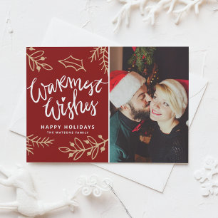 Cartes Pour Fêtes Annuelles Red Warmest Wages Moderne Calligraphie Photo