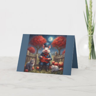 Cartes Pour Fêtes Annuelles Red white and blue Fall apples and dapper Pig