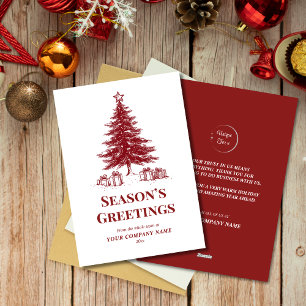 Cartes Pour Fêtes Annuelles Red white Christmas Tree Custom Business Logo