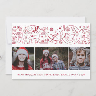 Cartes Pour Fêtes Annuelles Red White Modern Christma Winter Icons