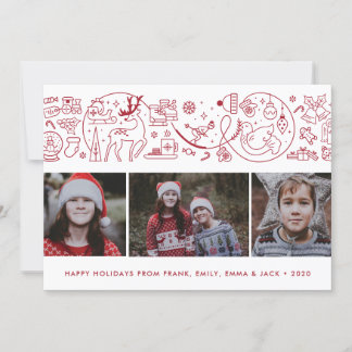 Cartes Pour Fêtes Annuelles Red White Modern Christma Winter Icons