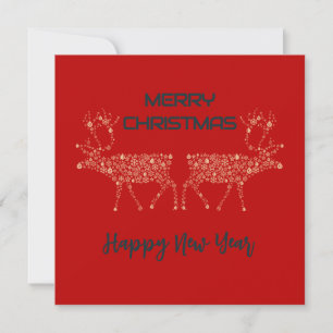 Cartes Pour Fêtes Annuelles Red wish card Merry Christmas new year reindeer