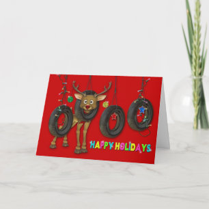 CARTES POUR FÊTES ANNUELLES REDNECK HAPPY HOLIDAYS/PNEUS/BALANCES - MULTIBUT