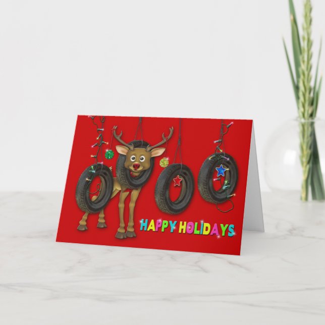 CARTES POUR FÊTES ANNUELLES REDNECK HAPPY HOLIDAYS/PNEUS/BALANCES - MULTIBUT (Devant)