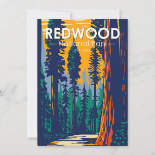 Cartes Pour Fêtes Annuelles Redwood National Park Californie Vintage 