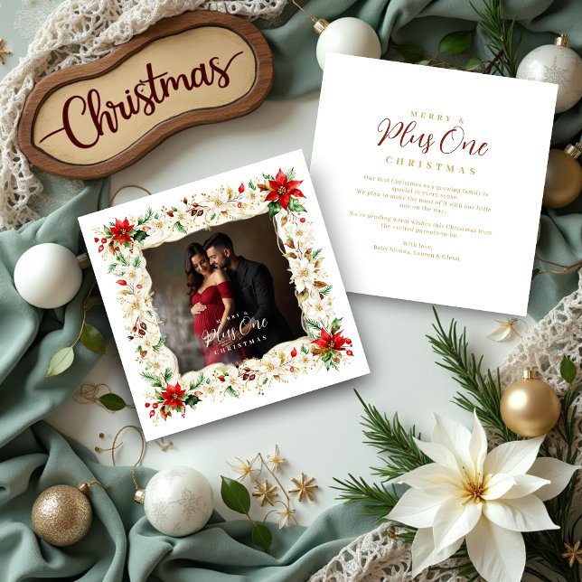 Cartes Pour Fêtes Annuelles Refined Exquisite Floral Christmas Frame Photo (Refined and Exquisite Floral Christmas Frame Holiday Cards for Growing Families with Family Photo. )