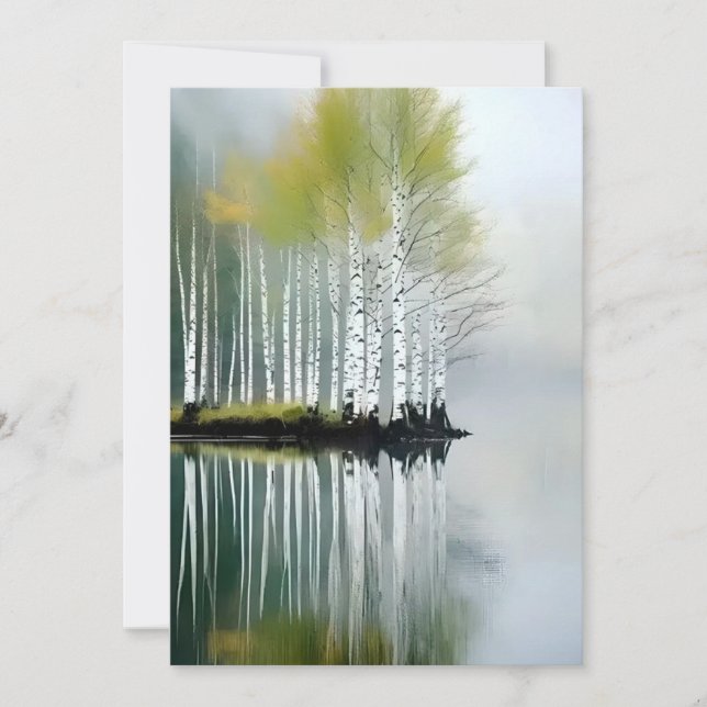 Cartes Pour Fêtes Annuelles Réflexions Des Arbres Dans Les Acryliques (Devant)