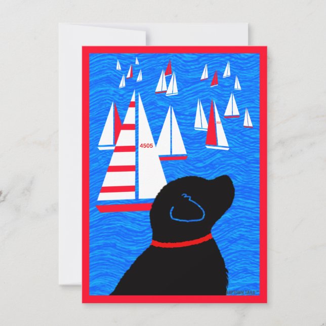 Cartes Pour Fêtes Annuelles Regatta Day Black Dog Blank Flat Card (Devant)