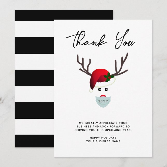 Cartes Pour Fêtes Annuelles Reindeder d'affaires de Noël moderne non photo (Devant / Derrière)