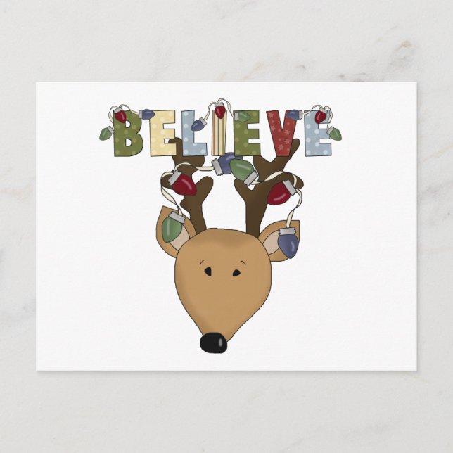 Cartes Pour Fêtes Annuelles Reindeer Believe Tshirts et cadeaux de vacances (Devant)