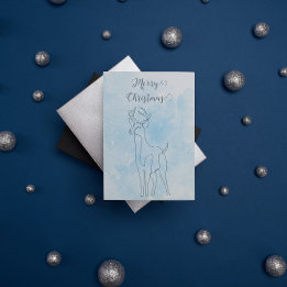 Cartes Pour Fêtes Annuelles Reindeer Bleu clair Nuit d'hiver
