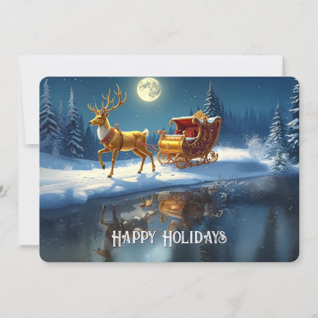Cartes Pour Fêtes Annuelles Reindeer Christmas Sleigh Holiday Card (Devant)