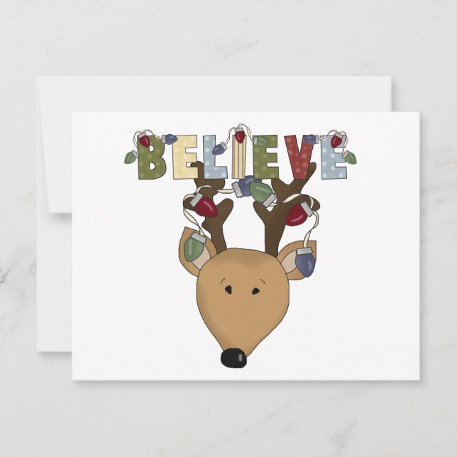 Cartes Pour Fêtes Annuelles Reindeer Croire Noël Fête Mignonne (Devant)