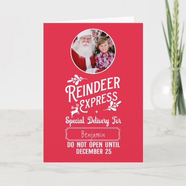 Cartes Pour Fêtes Annuelles Reindeer Express Enfant Nom et photo Noël (Devant)
