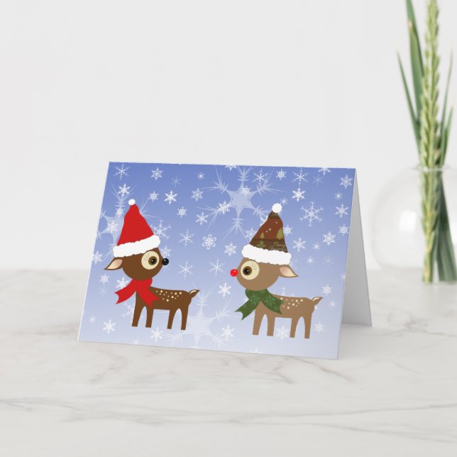 Cartes Pour Fêtes Annuelles Reindeer Friends mignonne Christmas Card (Devant)