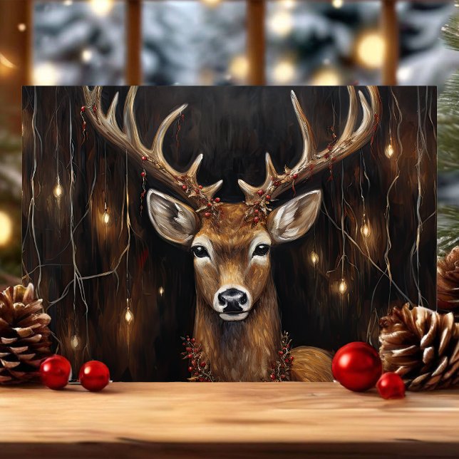 Cartes Pour Fêtes Annuelles Reindeer majestueux avec lumières Edison (Créateur téléchargé)