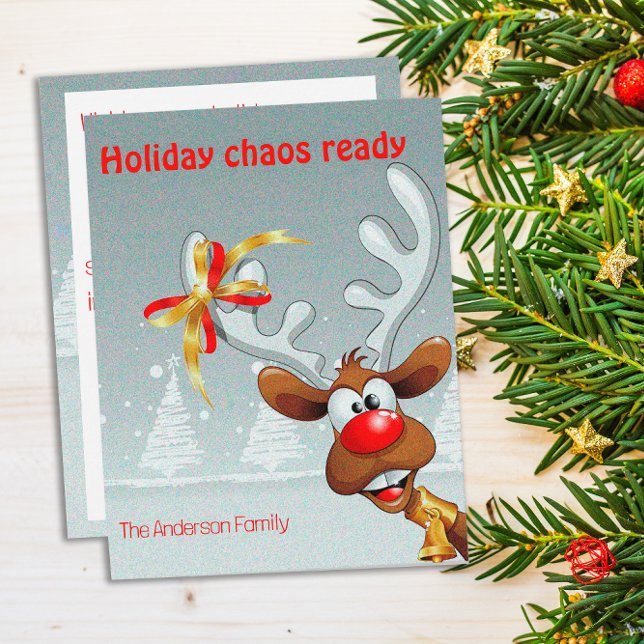 Cartes Pour Fêtes Annuelles Reindeer Rudolph christmas fun wishes Postcard (Créateur téléchargé)