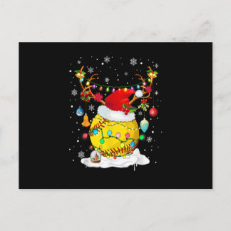 Cartes Pour Fêtes Annuelles Reindeer & Santa Hat Softball Funny Softball Maman