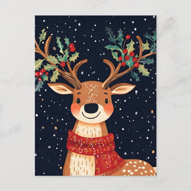 Cartes Pour Fêtes Annuelles Reindeer Starry Noël Twinkle soir (Devant)