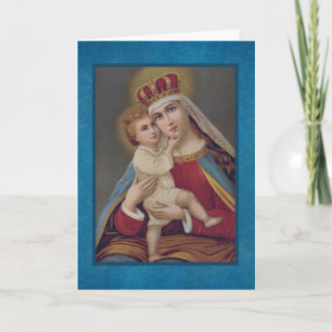 Cartes Pour Fêtes Annuelles Reine de Vierge Marie béni par ciel Jésus