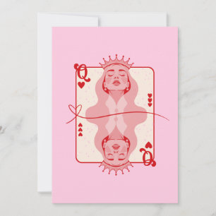 Cartes Pour Fêtes Annuelles Reine des Coeurs Art rouge et rose