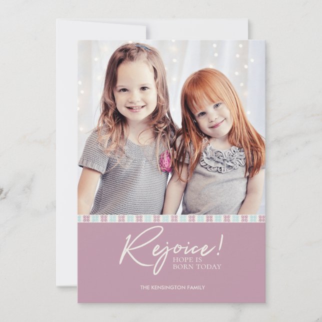 Cartes Pour Fêtes Annuelles Rejoice Christian Christmas Motif Fête Photo (Devant)