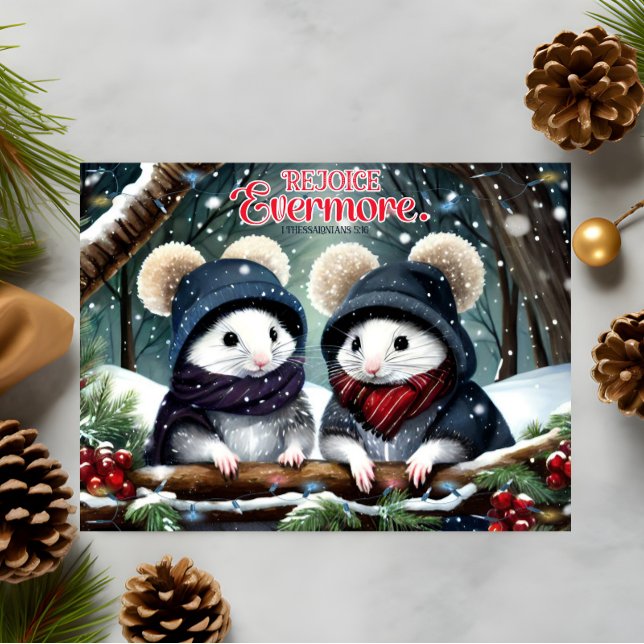 Cartes Pour Fêtes Annuelles Rejoice KJV Bible mignonne Christmas Mice Christia (Créateur téléchargé)