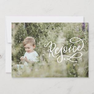 Cartes Pour Fêtes Annuelles Rejoice White Letters Paysage Photo de Noël