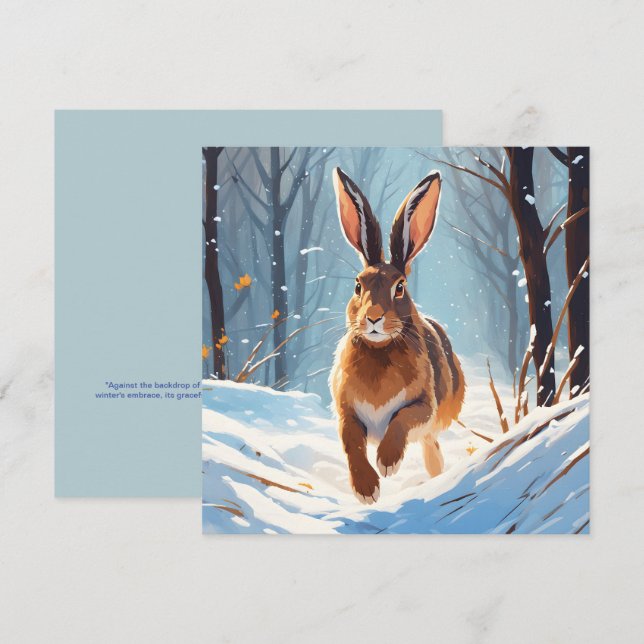 Cartes Pour Fêtes Annuelles Réjouissances enneigées : la course du lièvre (Devant / Derrière)