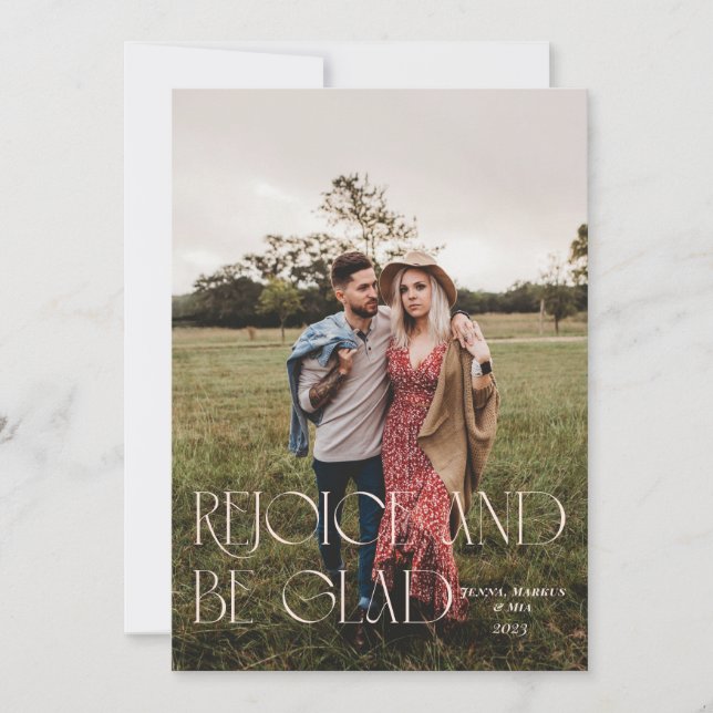 Cartes Pour Fêtes Annuelles Réjouissez et soyez heureux Modern Peach (Devant)
