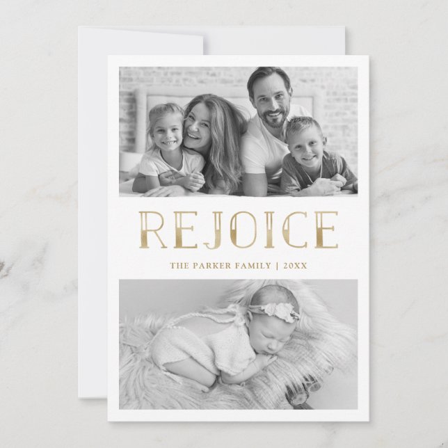 Cartes Pour Fêtes Annuelles Réjouissez-vous en or | Noël photo multiple (Devant)