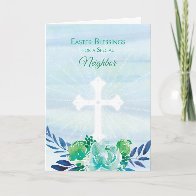 Cartes Pour Fêtes Annuelles Relation personnalisée Fleurs bleues Turquoises Pâ (Devant)